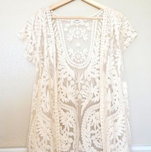 I JOAH sheer embroidered boho long cover shawl